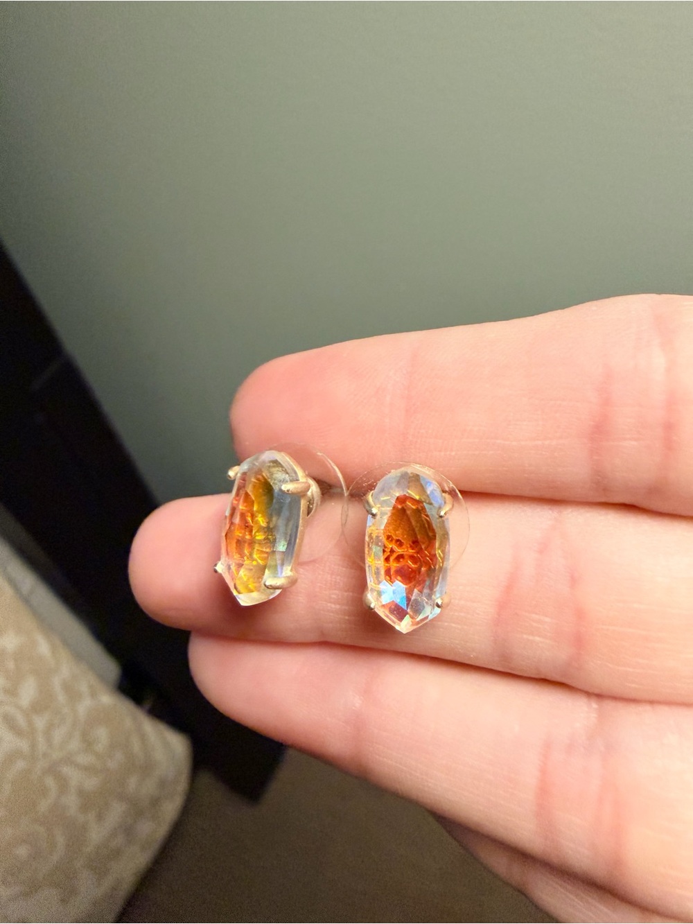 Gold-Tone Iridescent Amber Crystal Stud Earrings - Kendra Scott